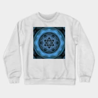 radial shades of turquoise blue floral fantasy in square format Crewneck Sweatshirt